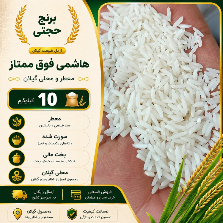 برنج هاشمی امسالی 10 کیلو ارسال رایگان