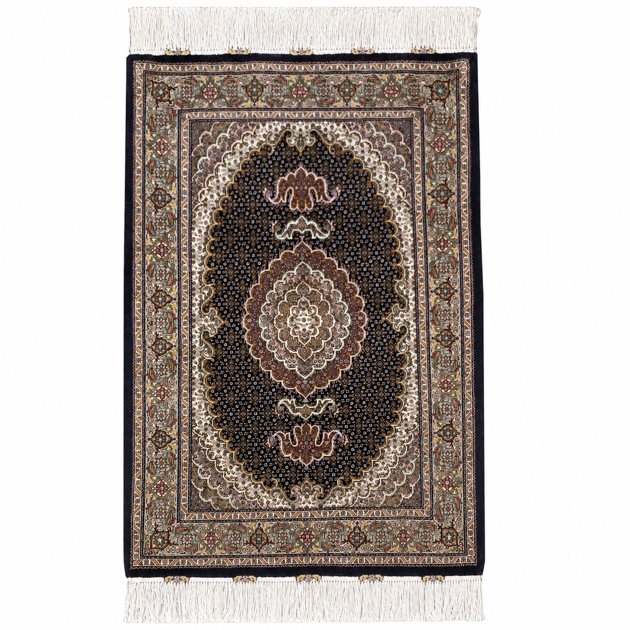 فرش 1.5 متری دستباف ماهی تبریز کرک و ابریشم